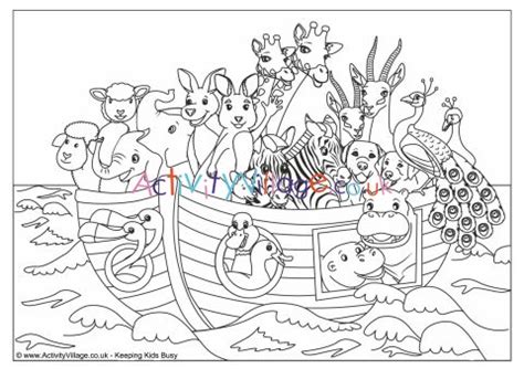 Here is a noahs ark coloring page that showcases noah's ark with a rainbow in the background. Noah's Ark Colouring Page