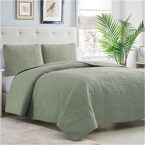 Sage Green Queen Size Bedspread Hanaposy