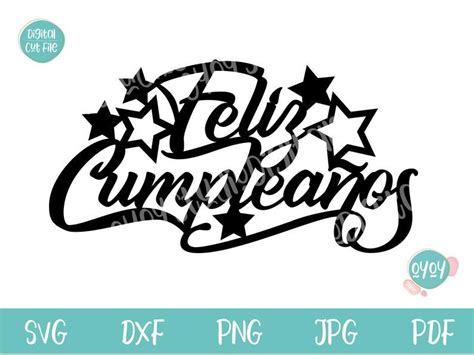 Feliz Cumpleaños Svg Cake Topper Svg Feliz Cumpleanos Svg Etsy Cricut