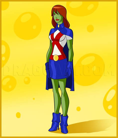 How To Draw Miss Martian Step By Step Drawing Guide By Dawn Dragoart