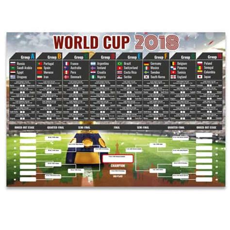 A4 2018 World Cup Wall Chart 360gsm Card 30cm X 21cm