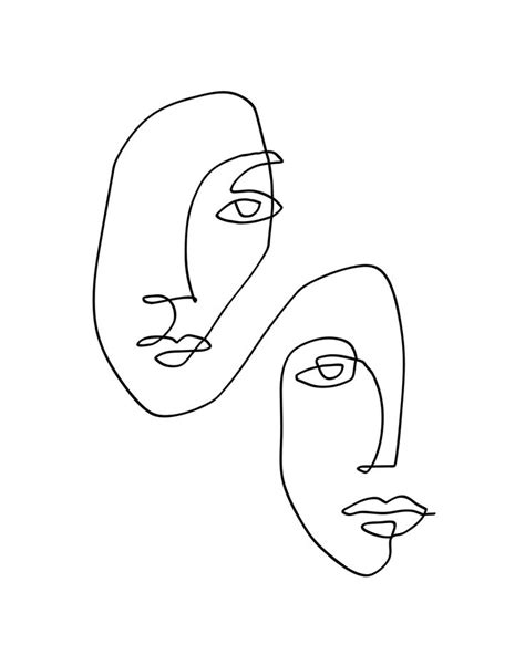 Line Art Face Drawing Gaynell Neill