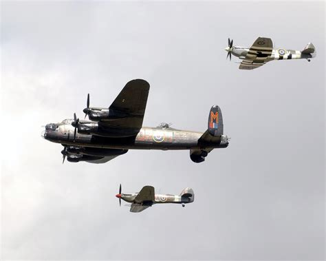 A Flypast Of Three Planes From The Battle Of Britain Memorial Flight