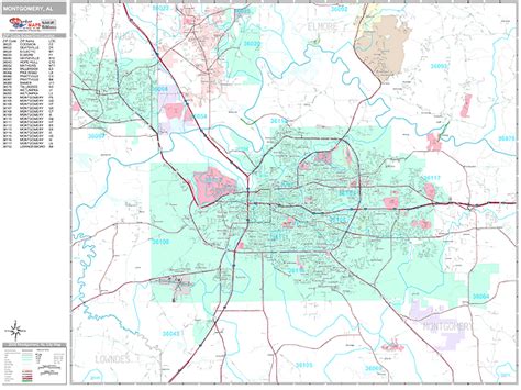 Montgomery Alabama Wall Map Premium Style By Marketmaps
