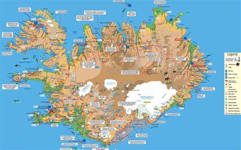 Большая подробная туристическая карта Исландии Исландия большая