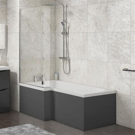 L Shape Shower Bath Panels High Gloss Anthracite