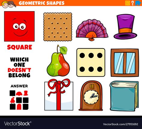 Square Shape Educational Task For Kids Royalty Free Vector