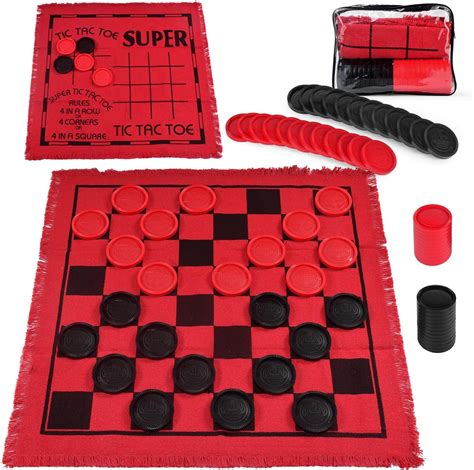 Giant Checkers Board Games 3 In 1 Tic Tac Toe Board India Ubuy