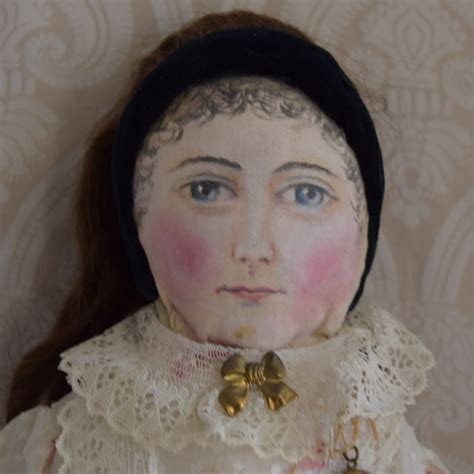 Antique Cloth Doll With Oil Painted Face And Human Hair Wig From Joan Lynetteantiquedolls On