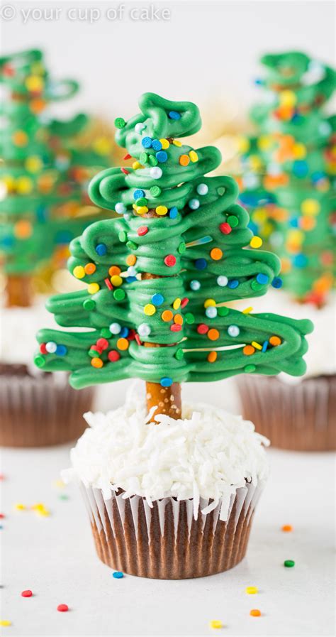 White Christmas Tree Cupcakes