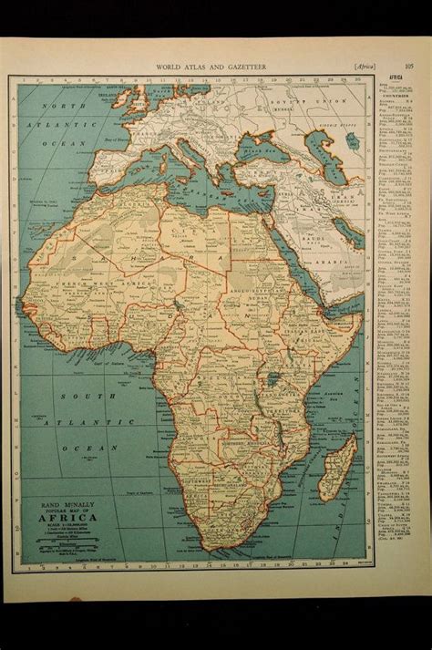 1930s Vintage Map Africa Continent Original 1938