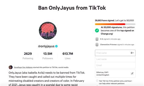 Who Is Onlyjayus Petition To Ban Creator From Tiktok Goes Viral