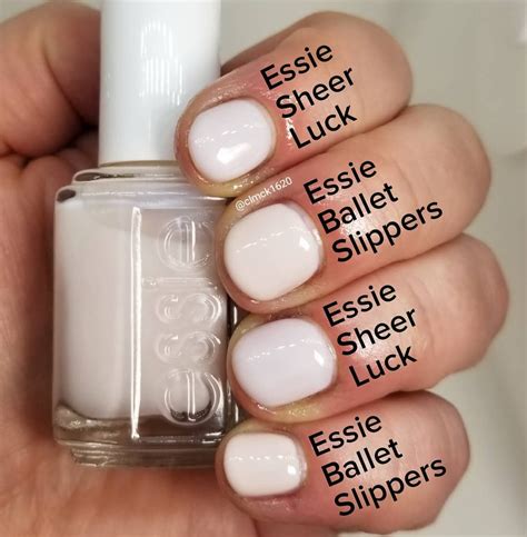 comparison swatches ♡ essie sheer luck index ring essie ballet slippers middle pinky