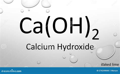 Calcium Hydroxide Chemical Formula On Waterdrop Background Stock