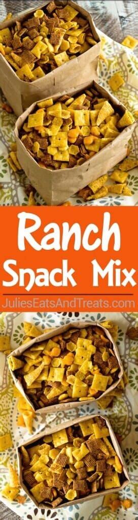 Cheesy crackers coated in a delicious ranch mix. Ranch Snack Mix Recipe - Julie's Eats & Treats