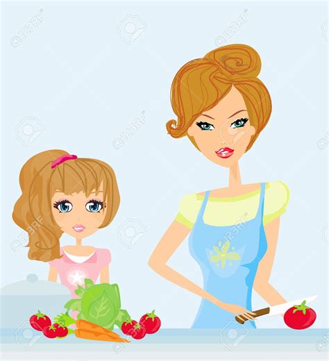 Young woman mother character hold newborn child, parent mom cooking food on kitchen flat vector illustration, isolated. Kitchen help clipart 20 free Cliparts | Download images on ...