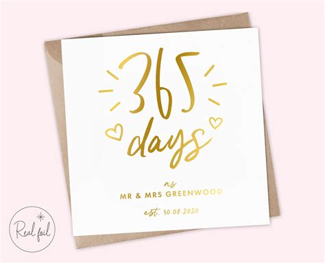 365 Days Anniversary Card First Anniversary Card One Year Etsy Uk