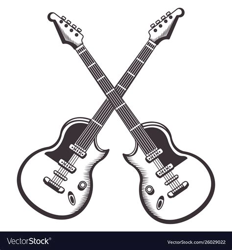 Crossed Guitars Drawn Tattoo Icon Royalty Free Vector Image