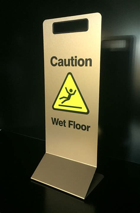 Brass Effect Wet Floor Sign Wet Floor Signs Wet Floor Floor Signage