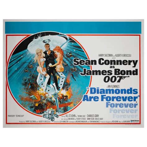 Original Vintage James Bond Movie Poster For The 007 Film Diamonds Are