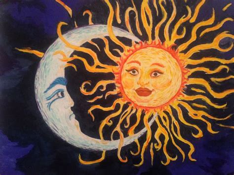 Sun And Moon Face Moon And Sun Painting Celestial Art Moon Art