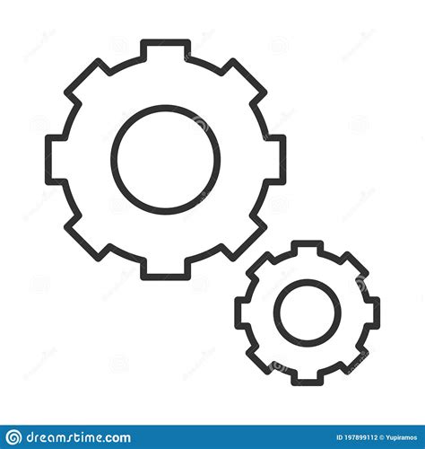 Gears Cogwheel Engine Mechanism Line Icon Style Stock Vector