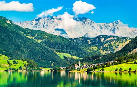 Reschen Am See Or Resia A Village On Lake Reschen In South Tyrol