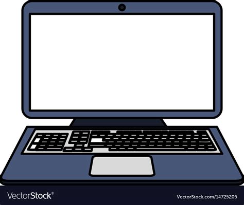 Color Image Cartoon Laptop Computer With Keyboard Vector Image