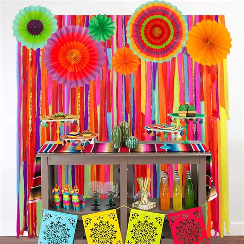 Buy Mexican Fiesta Theme Party Backdrop With Fiesta Paper Fans Mexican