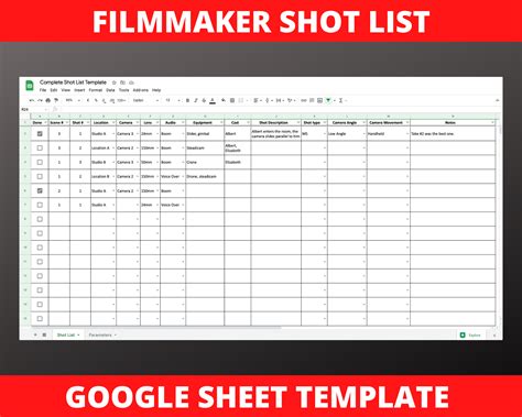 Filmmaking The Shot List W Free Template