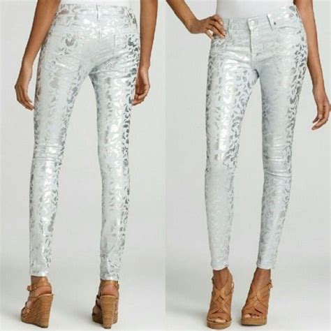 7 For All Mankind Jeans 7 For All Mankind Metallic Silver Skinny