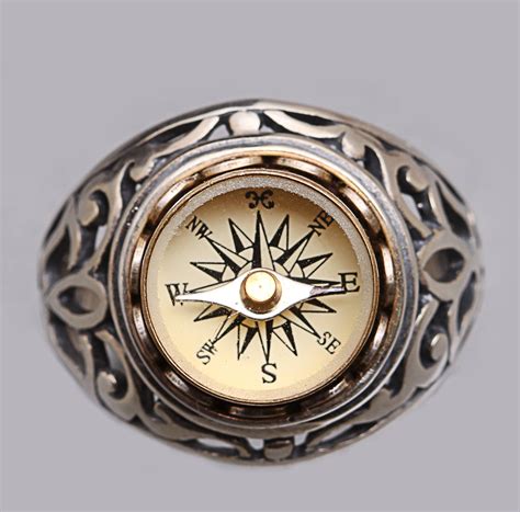 Sterling Silver Ring Compass Ring Sterling Compass Ring Mens