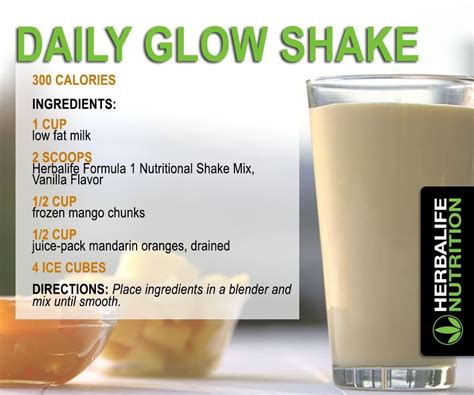 Daily Glow Shake Herbalife Meal Plan Herbalife Recipes Herbalife Protein Nutrition Club