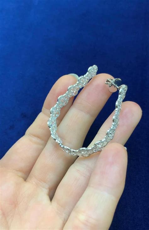 18k White Gold 773cts Rose Cut Diamond Hoop Earrings For Sale Free