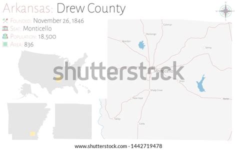 Large Detailed Map Drew County Arkansas Stock Vector Royalty Free