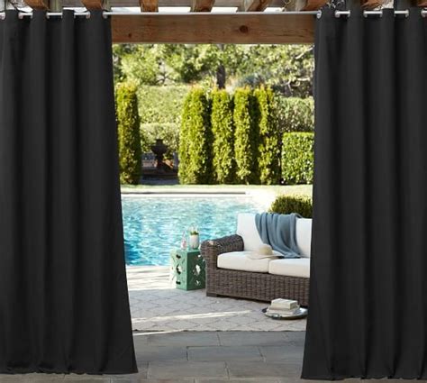 Sunbrella Solid Indooroutdoor Grommet Drape Black Potterybarn