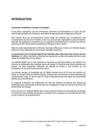 La Th Orie Des R Les En Quipe De Belbin Pdf