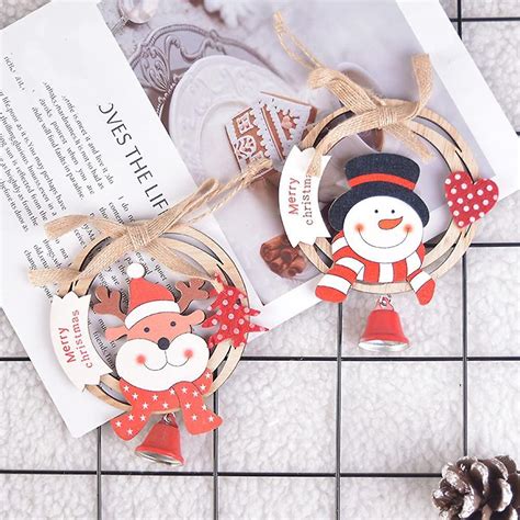 Wooden Christmas Pendants Christmas Decoration Wood Crafts With Bells