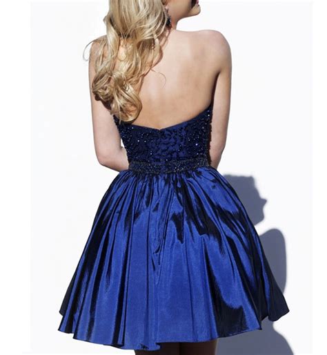 Royal Blue Beading Halter Short Prom Dress Homecoming Dress Simibridaldresses
