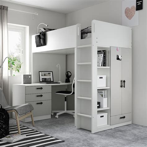 Ikea, letto a soppalco stora. SMÅSTAD Letto a soppalco - bianco grigio/con scrivania con ...