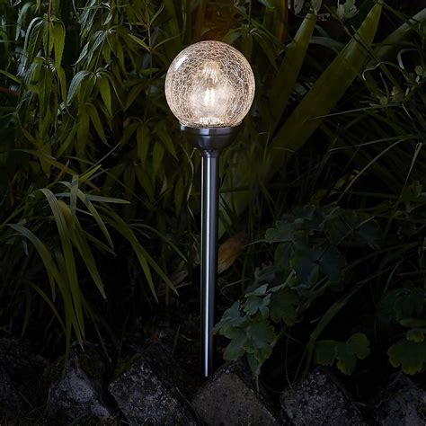 Crackle Ball Solar Outdoor Stake Light 8cm Homebase