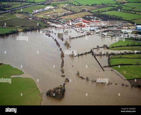 Aerial View Of Flooding At Boroughbridge North Yorkshire Stock Photo