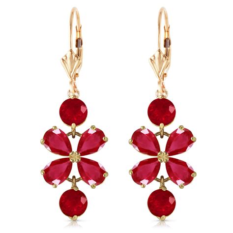 Ctw K Solid Gold Chandelier Earrings Natural Ruby Ebay