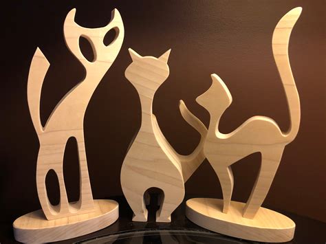 3 Wooden Cats Scroll Saw Patterns Etsy