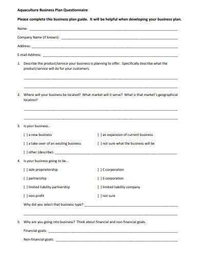 9 Business Plan Questionnaire Templates In Pdf Ms Word