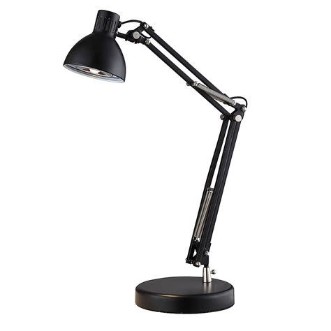 Hampton Bay 2275 Inch Fully Adjustable Desk Lamp In Black With Metal