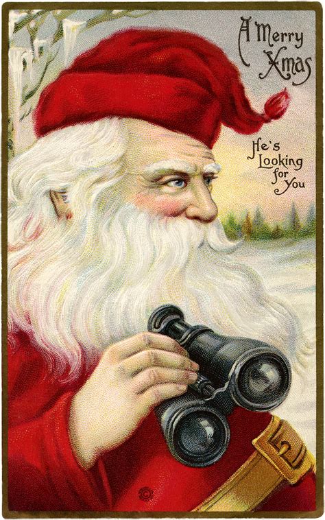 Santa With Binoculars Image Beautiful The Graphics Fairy