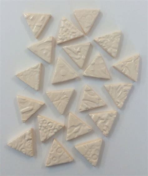 100 Handmade White Triangle Ceramic Tiles