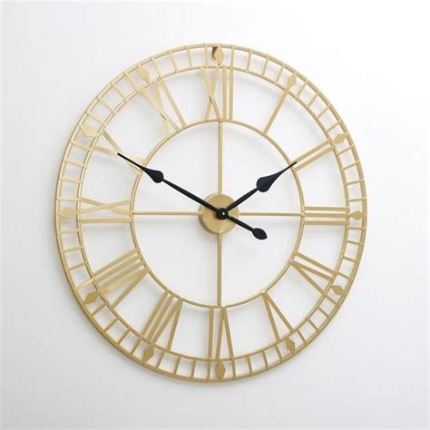 Clocks Large Gold Skeleton Wall Clock Melody Maison