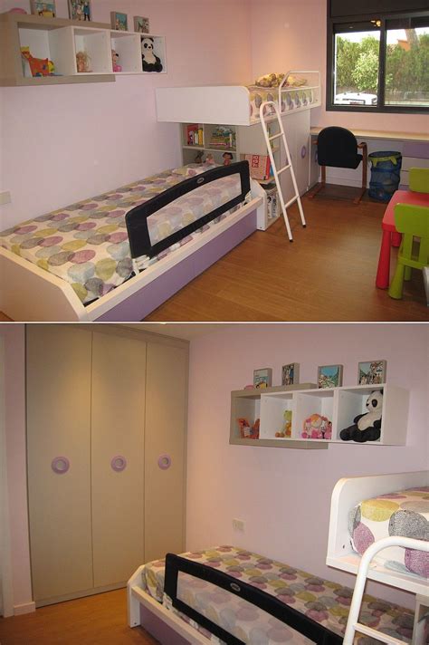 Dormitorio Juvenil Con Una Litera Tren Con Tres Camas Armario Y